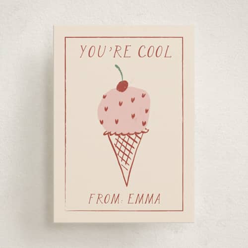 This is a cherry cream kids valentines day cards with standard by Ani Somi called cool with a cherry on top printing on signature in standard