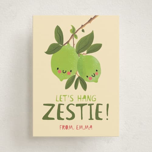 This is a lime kids valentines day cards with standard by Caroline Harberd called lime zestie printing on signature in standard