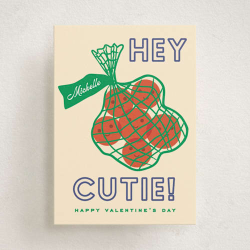 This is a tangerine kids valentines day cards with standard by Jennifer Lew called cuties printing on signature in standard