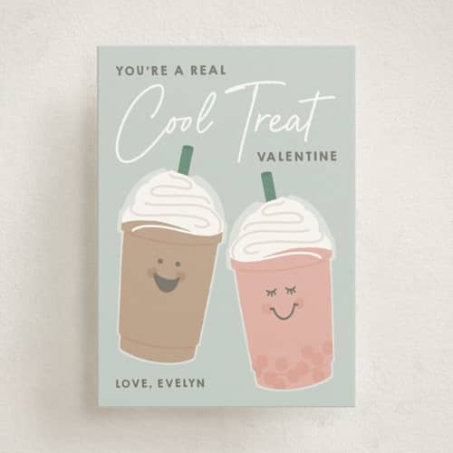 This is a mint kids valentines day cards with standard by Michelle Taylor called cool treat printing on signature in standard