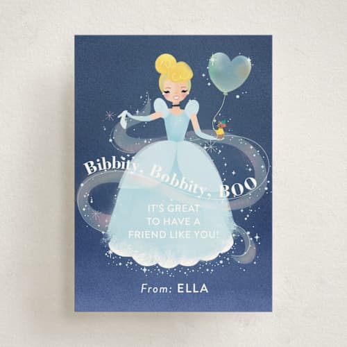 This is a midnight kids valentines day cards with standard by Itsy Belle Studio called disney's cinderella bibbity bobbity you printing on signature in standard