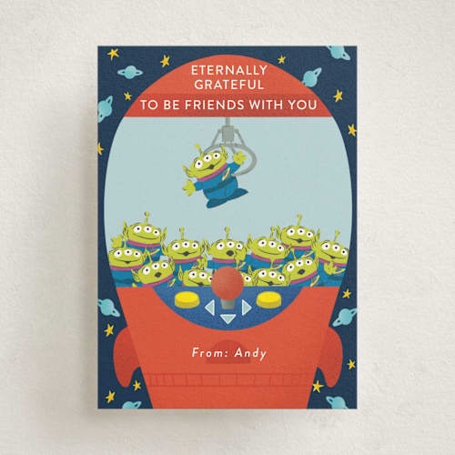 This is a star alliance kids valentines day cards with standard by Jackie Crawford called disney and pixar's toy story birthday claw printing on signature in standard