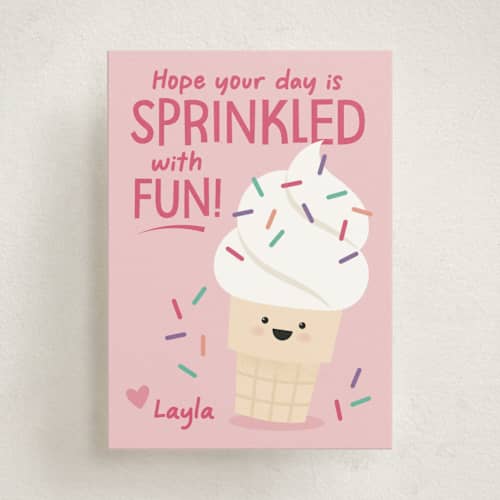 This is a bubblegum kids valentines day cards with standard by Kacey Kendrick Wagner called soft serve printing on signature in standard