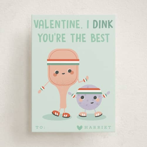 This is a mint kids valentines day cards with standard by Hudson meet Rose called pickle ball printing on signature in standard