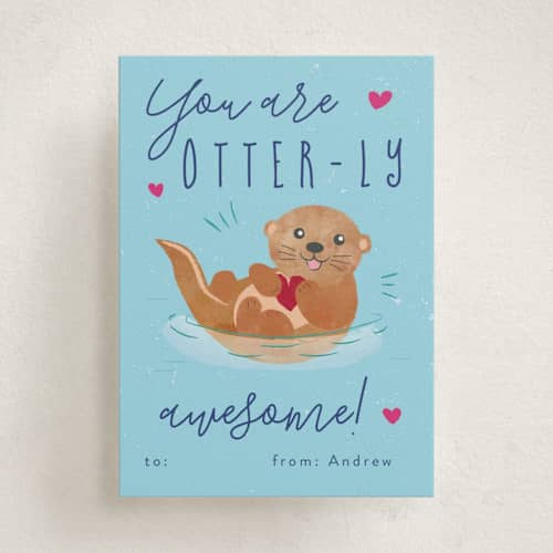 This is a pool kids valentines day cards with standard by Kanika Mathur called otter-ly adorbable friend printing on signature in standard