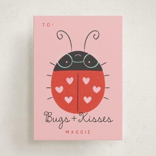 This is a gumdrop kids valentines day cards with standard by Kiersten Garner called bugs and kisses printing on signature in standard
