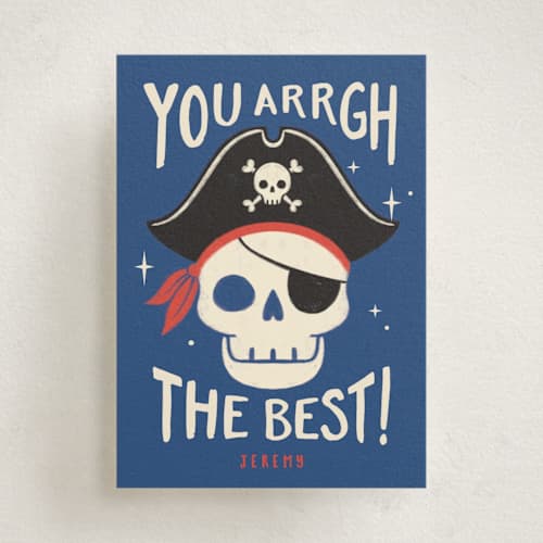 This is a navy kids valentines day cards with standard by Kiersten Garner called arrgh printing on signature in standard
