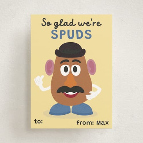 This is a sunshine kids valentines day cards with standard by Annie Holmquist called disney and pixar's mr. potato head best spuds printing on signature in standard