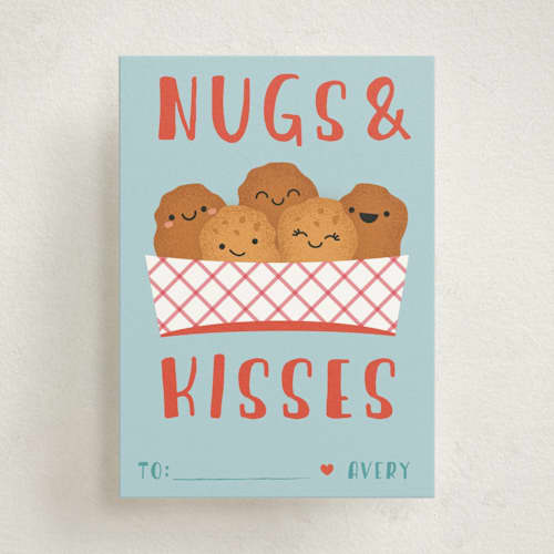 This is a sky kids valentines day cards with standard by Annie Holmquist called nugs & kisses printing on signature in standard