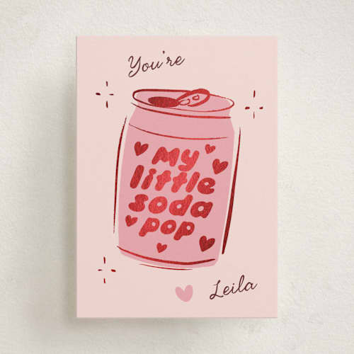 This is a strawberry kids valentines day cards with foil pressed by Ani Somi called my little soda pop printing on signature in standard