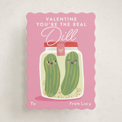 This is a candy kids valentines day cards with standard by Karidy Walker called the real dill printing on signature in standard