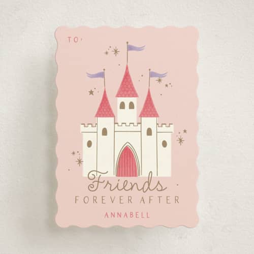 This is a blush kids valentines day cards with standard by Kiersten Garner called forever after printing on signature in standard