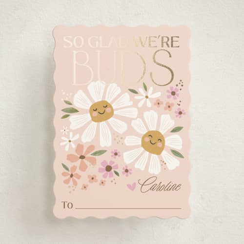 This is a rose kids valentines day cards with foil pressed by Karidy Walker called flower bud friends printing on signature in standard