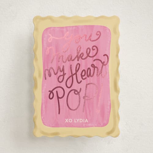 This is a pop tart kids valentines day cards with foil pressed by Baumbirdy called pop tart printing on signature in standard