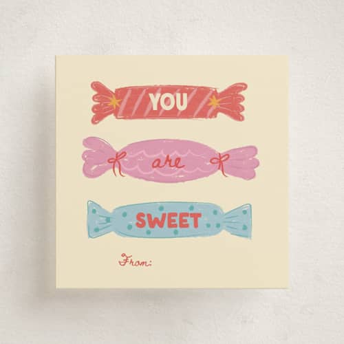 This is a candy kids valentines day cards with standard by Helena Vitto called so sweet printing on signature in standard