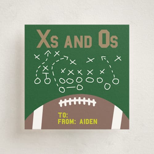 This is a evergreen kids valentines day cards with standard by Jenn Reed called x's and o's strategy printing on signature in standard