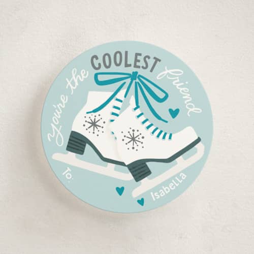 This is a frozen kids valentines day cards with standard by Dawn Pope called cool ice skates printing on signature in standard