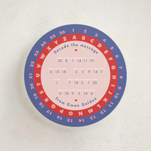 This is a midnight kids valentines day cards with standard by Erin L. Wilson called decoder pin printing on signature in standard