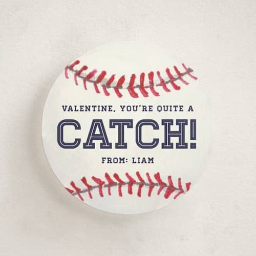 This is a slate kids valentines day cards with standard by Holly Whitcomb called painted baseball printing on signature in standard