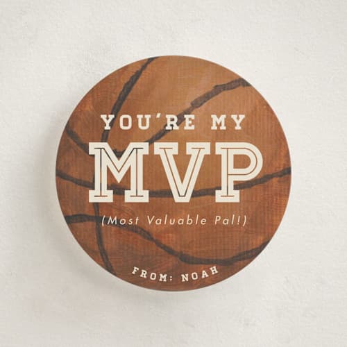 This is a cola kids valentines day cards with standard by Holly Whitcomb called painted basketball printing on signature in standard