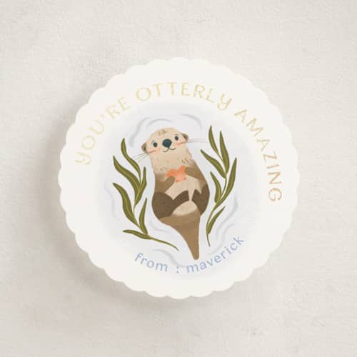 This is a cloud kids valentines day cards with foil pressed by Kate Blalock called otterly amazing! printing on signature in standard