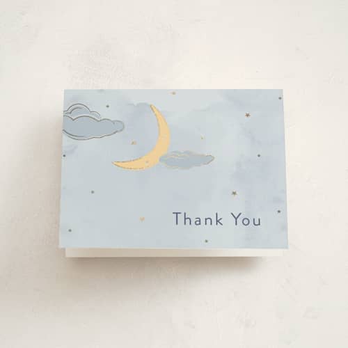 This is a night baby thank you cards with foil pressed by letterfix called sweet dreams printing on strathmore in standard