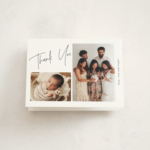 This is a cloud baby thank you cards with standard by JoAnn Jinks called signature frames printing on strathmore in standard