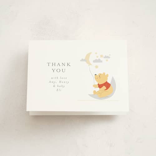 This is a cotton baby thank you cards with standard by Angela Thompson called disney's winnie the pooh night sky printing on strathmore in standard