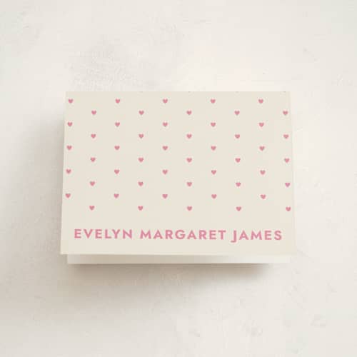 This is a peony baby thank you cards with standard by Megan Davis called present perfect printing on strathmore in standard