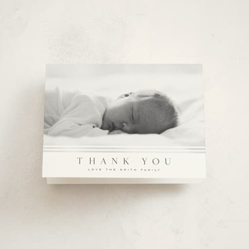 This is a cloud baby thank you cards with standard by Nicole Walsh called minimalist stripes printing on strathmore in standard