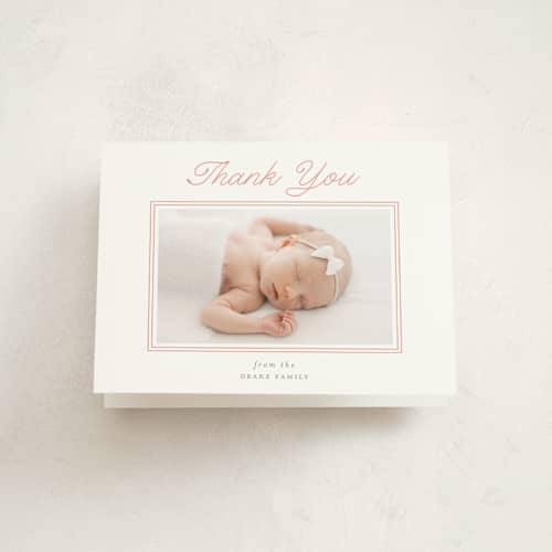 This is a melon baby thank you cards with standard by Laura Hankins called byline printing on strathmore in standard