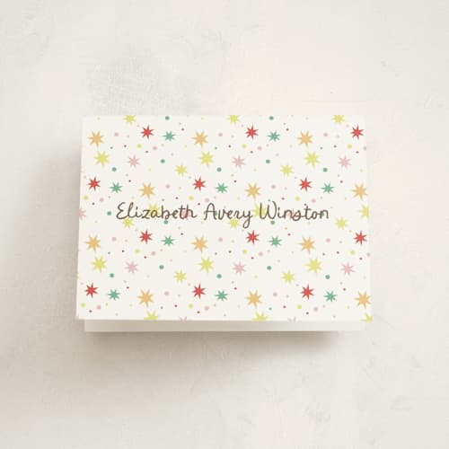 This is a strawberry baby thank you cards with standard by Megan Davis called constellation printing on strathmore in standard