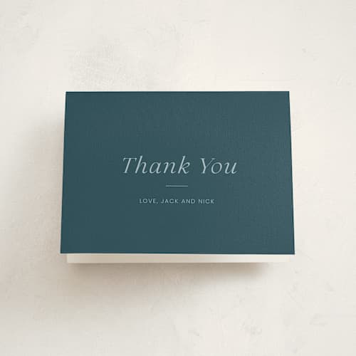 This is a jade baby thank you cards with standard by That Girl Press called favorite things printing on strathmore in standard