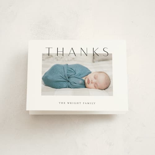 This is a ash baby thank you cards with standard by Lehan Veenker called lift printing on strathmore in standard