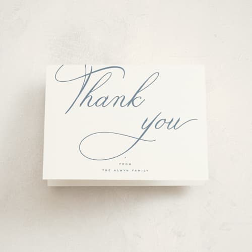 This is a sky baby thank you cards with standard by Blustery August called welcome baby printing on strathmore in standard