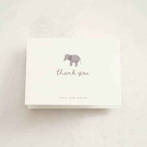 This is a milk baby thank you cards with standard by Gwen Bedat called baby safari printing on strathmore in standard