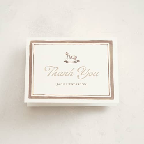 This is a honey baby thank you cards with standard by Teju Reval called horse printing on strathmore in standard