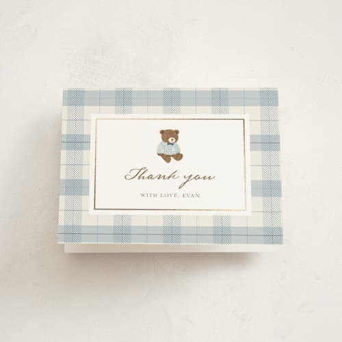 This is a sky thank you cards with foil pressed by Yujin Kim called beary blue birthday printing on strathmore in standard