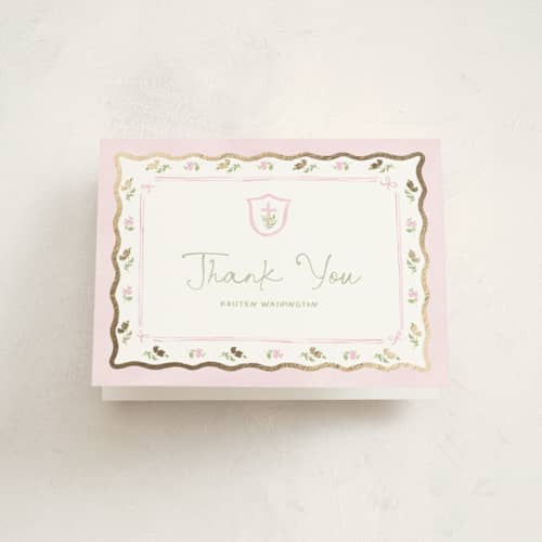This is a watermelon kids thank you cards with foil pressed by Creo Study called preppy garden printing on strathmore in standard