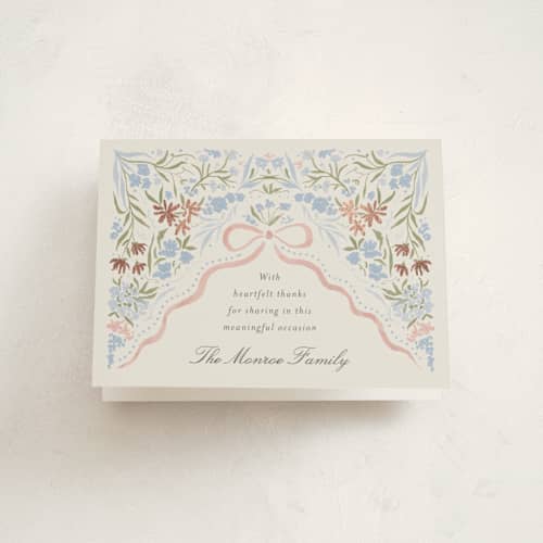 This is a rose mist kids thank you cards with foil pressed by Vera Lim called floral frame.. printing on strathmore in standard