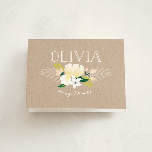 This is a kraft kids thank you cards with standard by Kaydi Bishop called pure bloom printing on strathmore in standard
