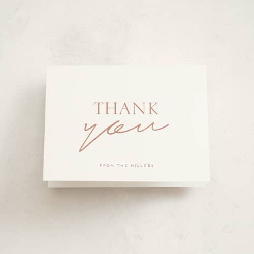 This is a blush kids thank you cards with standard by Morgan Kendall called cross printing on strathmore in standard