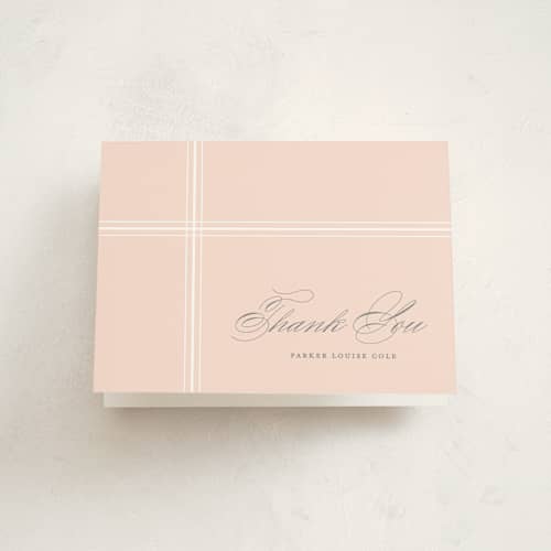 This is a blush kids thank you cards with standard by Lauren Chism called intersect printing on strathmore in standard