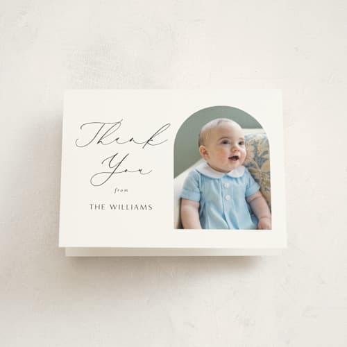 This is a ink kids thank you cards with standard by Morgan Kendall called elegant minimalism printing on strathmore in standard
