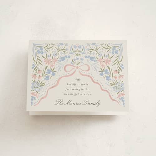 This is a rose mist kids thank you cards with standard by Vera Lim called floral frame.. printing on strathmore in standard