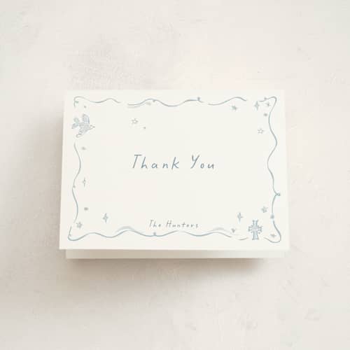This is a sky kids thank you cards with standard by Pati Cascino called bliss printing on strathmore in standard