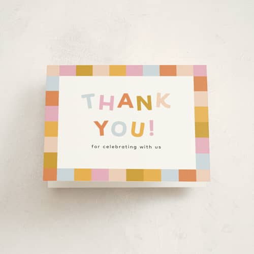 This is a gumdrop kids thank you cards with standard by Carmia Jordaan called two much fun printing on strathmore in standard