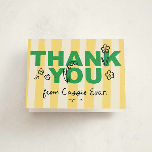 This is a buttercup kids thank you cards with standard by Jenna Holcomb called wild and three printing on strathmore in standard