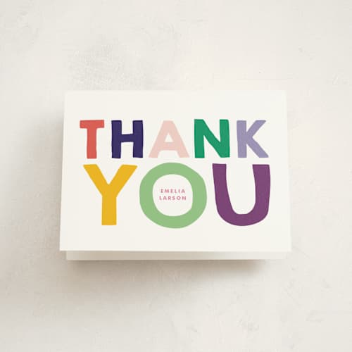 This is a fuchsia kids thank you cards with standard by Baumbirdy called this gal printing on strathmore in standard