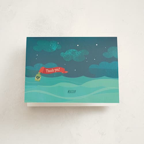 This is a ocean kids thank you cards with standard by Lori Wemple called parrrty! printing on strathmore in standard